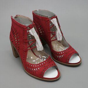 Vince Camuto Ladies 8.5 Tarita Love Affair True Red Suede Ankle Rear-zip Booties